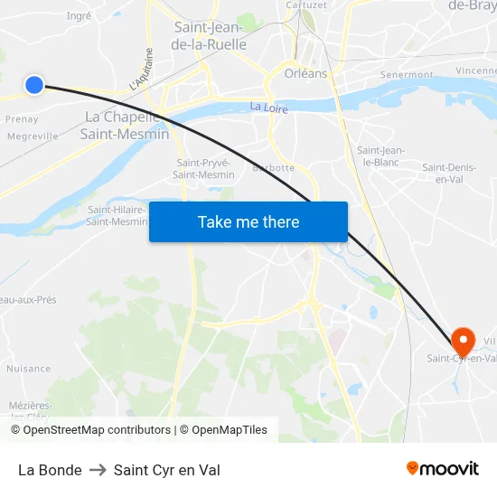 La Bonde to Saint Cyr en Val map