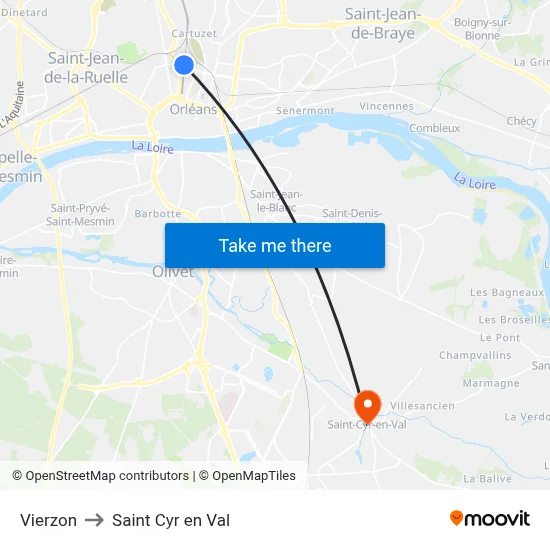 Vierzon to Saint Cyr en Val map