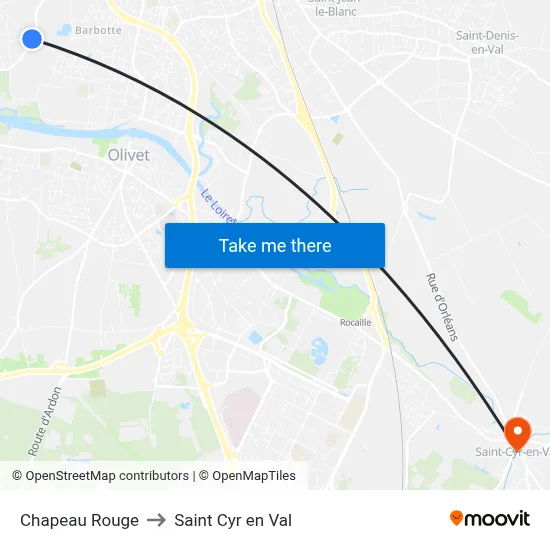 Chapeau Rouge to Saint Cyr en Val map