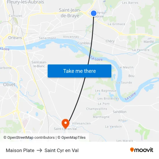Maison Plate to Saint Cyr en Val map