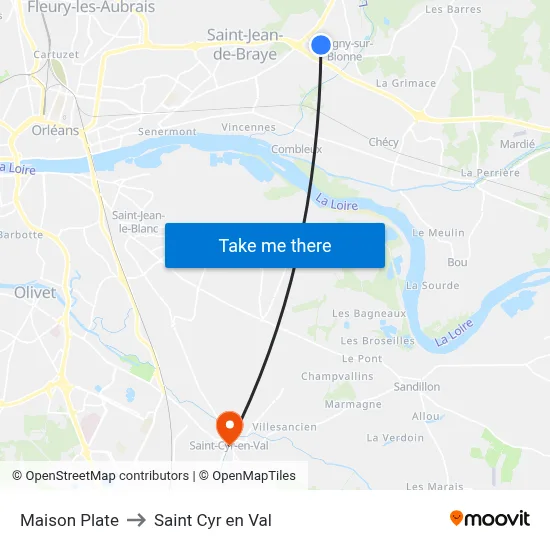 Maison Plate to Saint Cyr en Val map