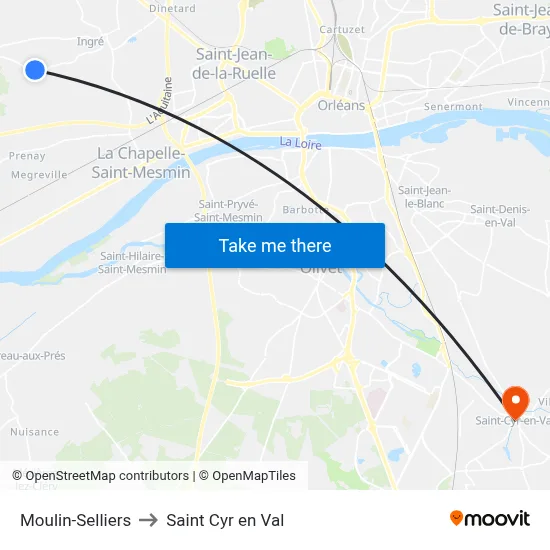 Moulin-Selliers to Saint Cyr en Val map