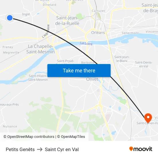 Petits Genêts to Saint Cyr en Val map
