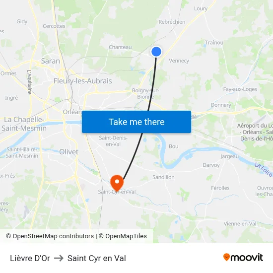 Lièvre D'Or to Saint Cyr en Val map