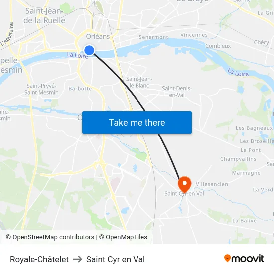 Royale-Châtelet to Saint Cyr en Val map