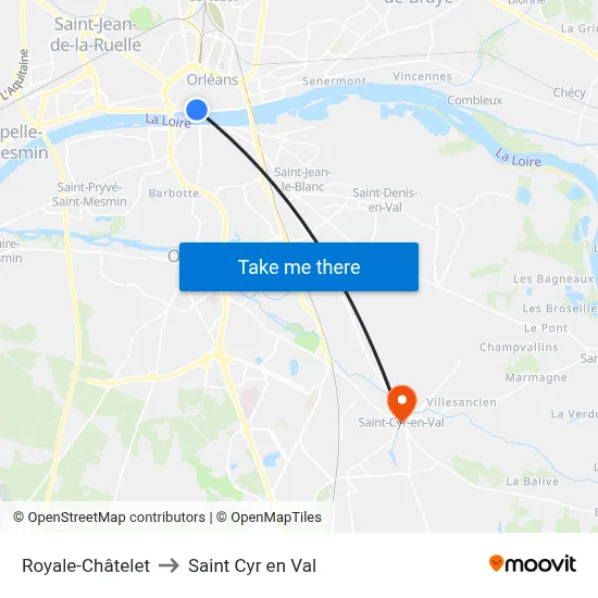 Royale-Châtelet to Saint Cyr en Val map