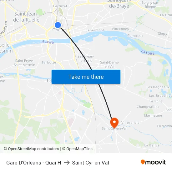 Gare D'Orléans - Quai H to Saint Cyr en Val map