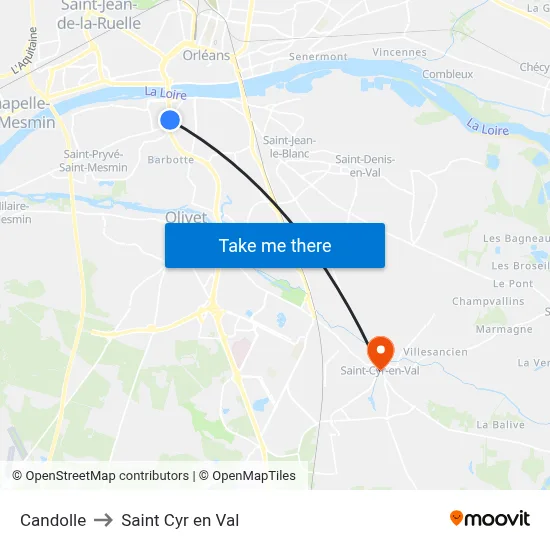 Candolle to Saint Cyr en Val map