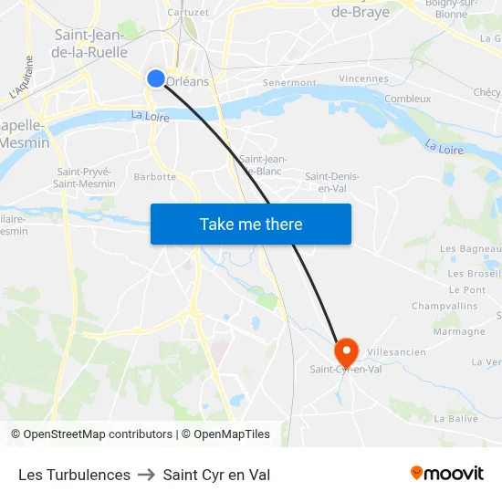 Les Turbulences to Saint Cyr en Val map