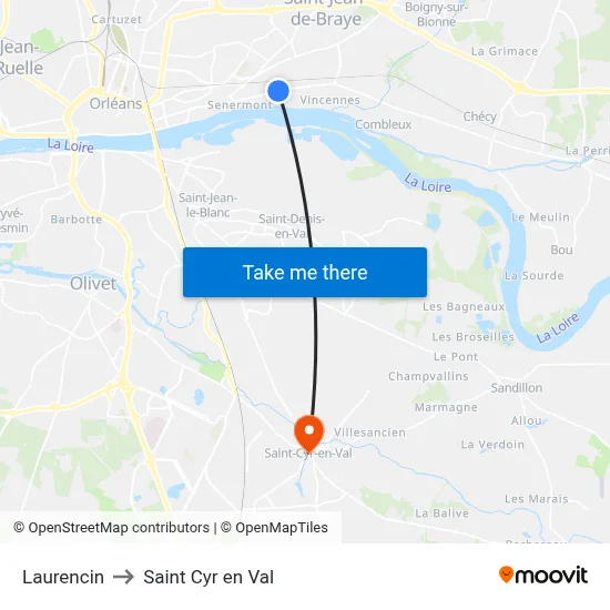 Laurencin to Saint Cyr en Val map