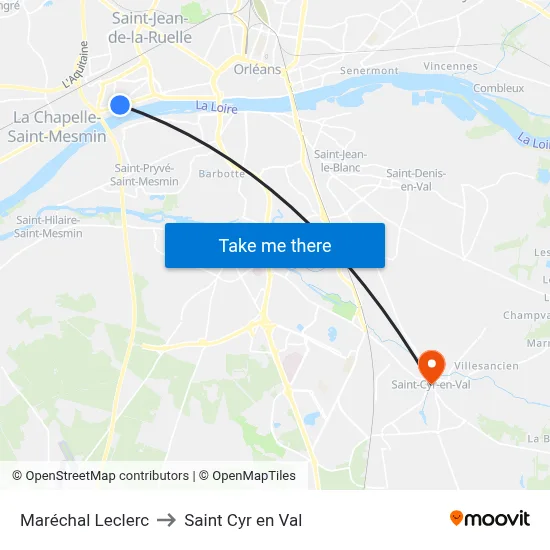 Maréchal Leclerc to Saint Cyr en Val map