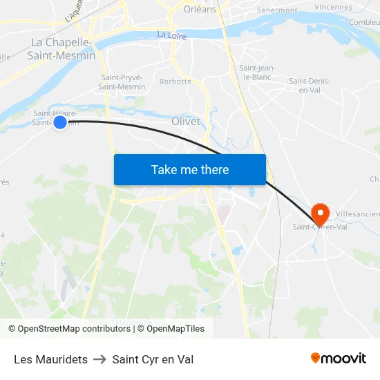 Les Mauridets to Saint Cyr en Val map