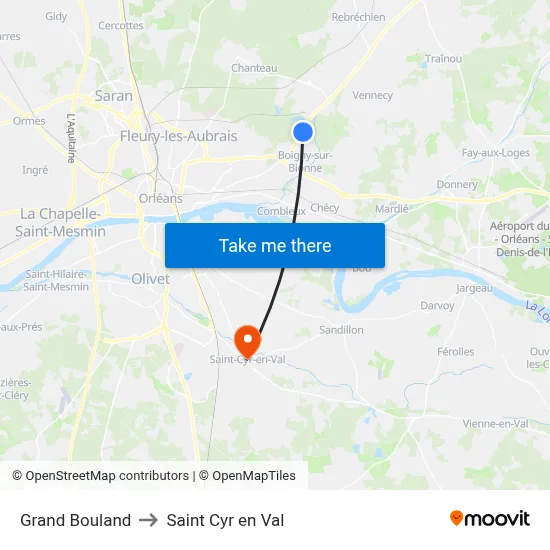 Grand Bouland to Saint Cyr en Val map