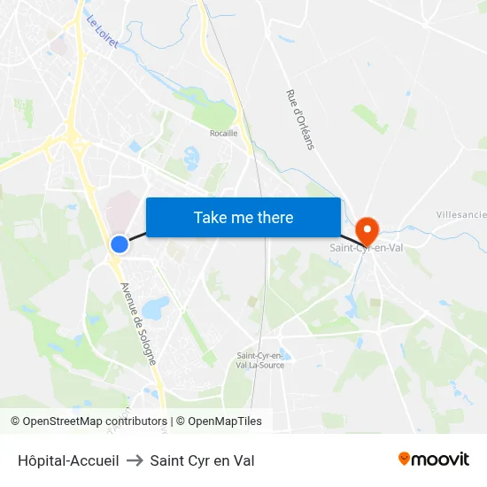 Hôpital-Accueil to Saint Cyr en Val map