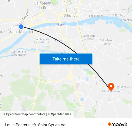 Louis Pasteur to Saint Cyr en Val map