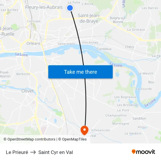 Le Prieuré to Saint Cyr en Val map
