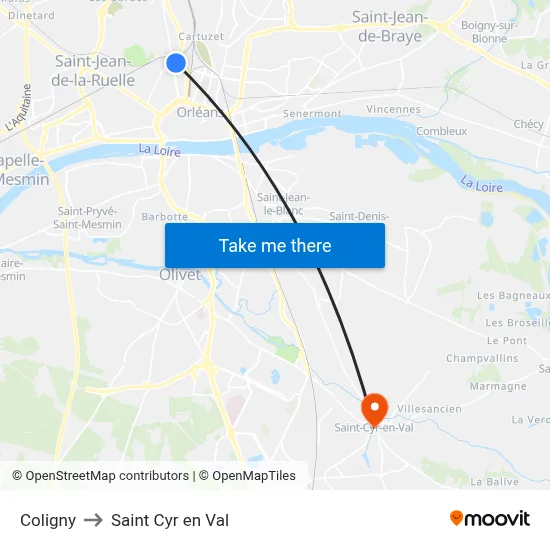 Coligny to Saint Cyr en Val map
