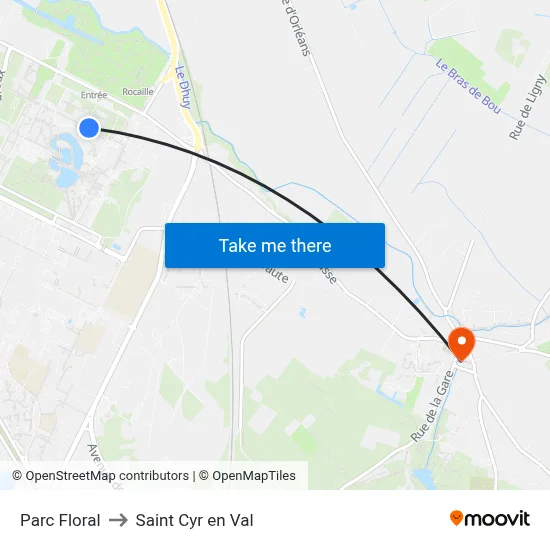 Parc Floral to Saint Cyr en Val map