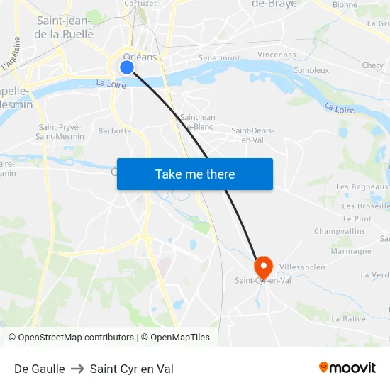 De Gaulle to Saint Cyr en Val map