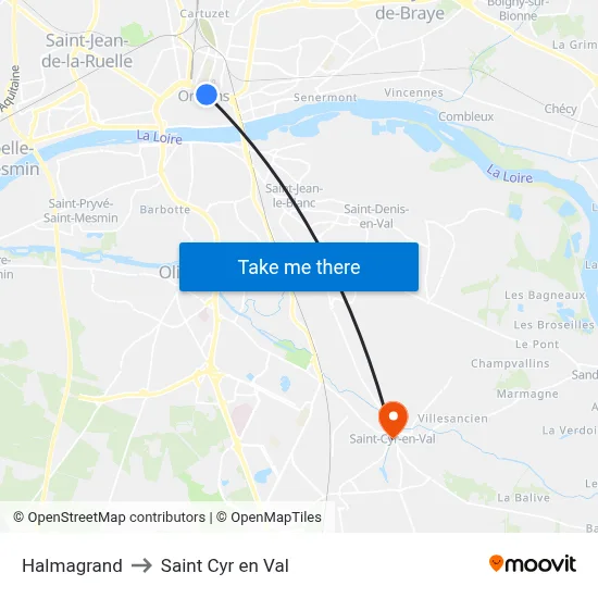 Halmagrand to Saint Cyr en Val map