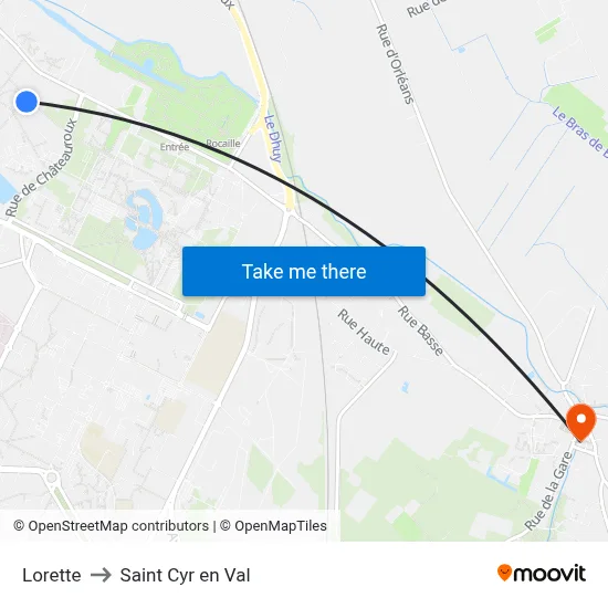 Lorette to Saint Cyr en Val map