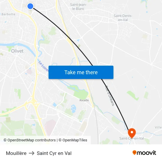 Mouillère to Saint Cyr en Val map