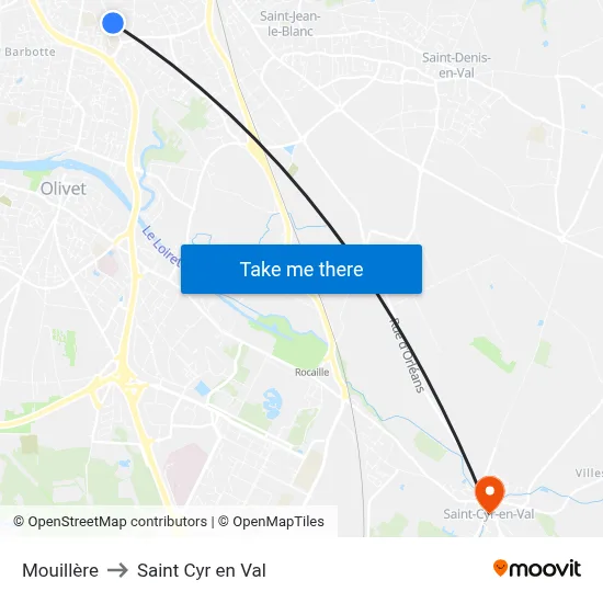 Mouillère to Saint Cyr en Val map