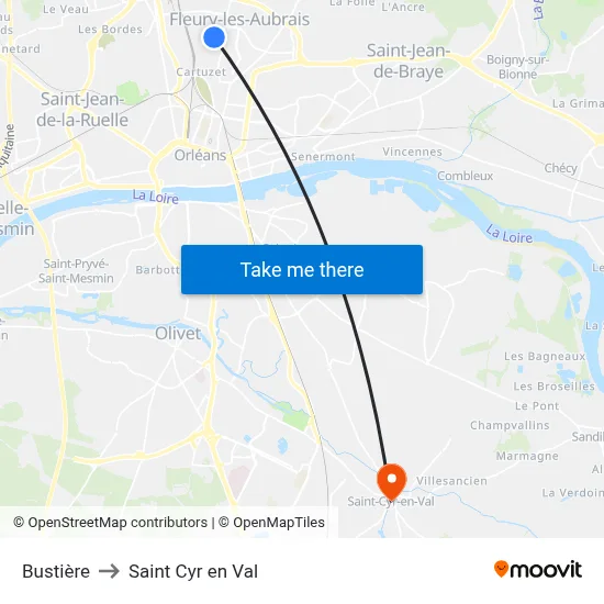 Bustière to Saint Cyr en Val map