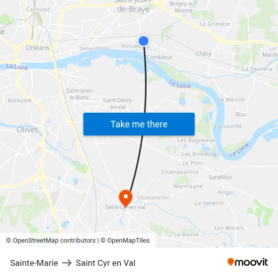 Sainte-Marie to Saint Cyr en Val map
