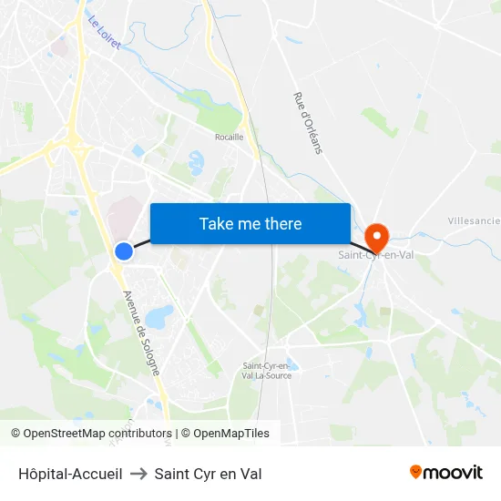 Hôpital-Accueil to Saint Cyr en Val map
