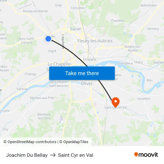 Joachim Du Bellay to Saint Cyr en Val map