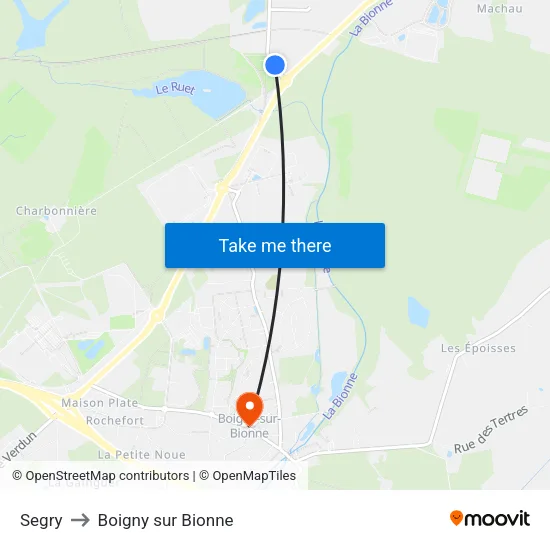 Segry to Boigny sur Bionne map