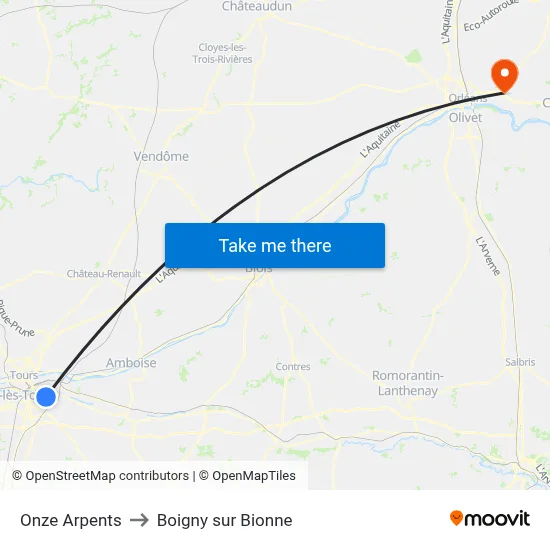 Onze Arpents to Boigny sur Bionne map