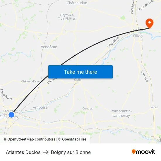 Atlantes Duclos to Boigny sur Bionne map
