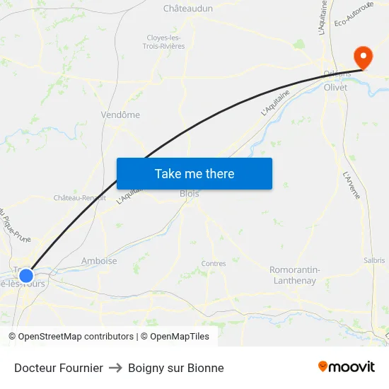 Docteur Fournier to Boigny sur Bionne map