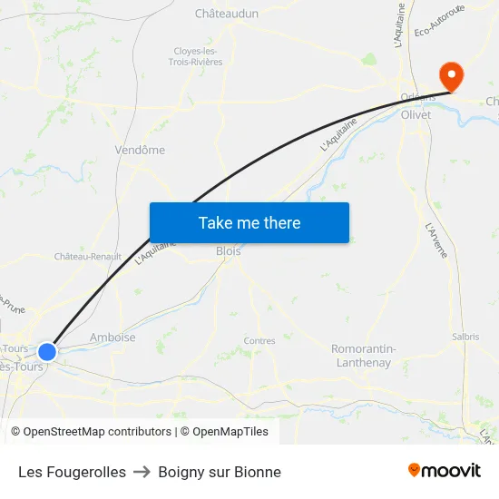 Les Fougerolles to Boigny sur Bionne map