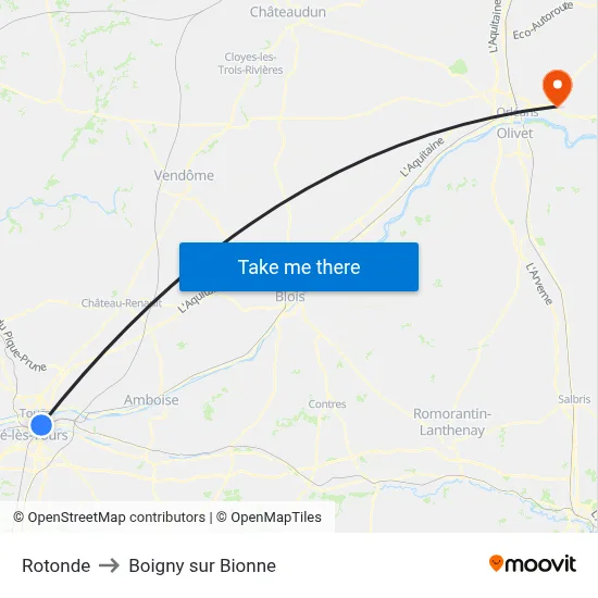 Rotonde to Boigny sur Bionne map
