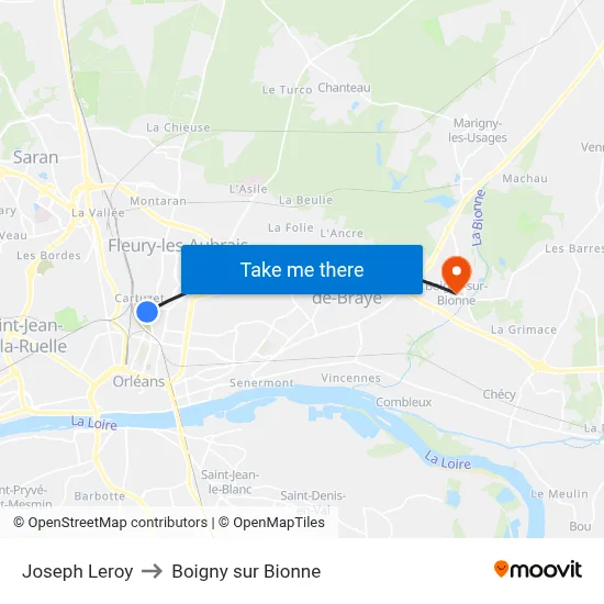Joseph Leroy to Boigny sur Bionne map