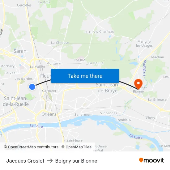 Jacques Groslot to Boigny sur Bionne map