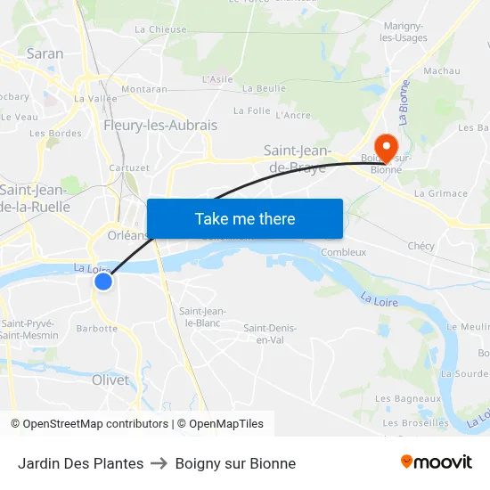 Jardin Des Plantes to Boigny sur Bionne map