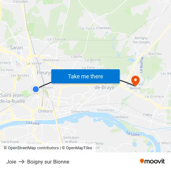Joie to Boigny sur Bionne map