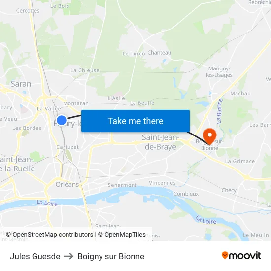Jules Guesde to Boigny sur Bionne map