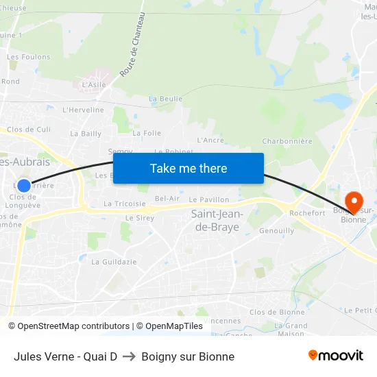 Jules Verne - Quai D to Boigny sur Bionne map