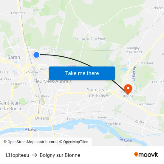 L'Hopiteau to Boigny sur Bionne map