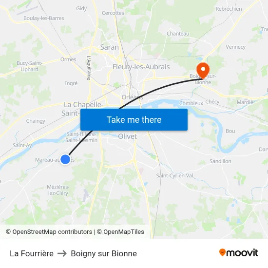 La Fourrière to Boigny sur Bionne map