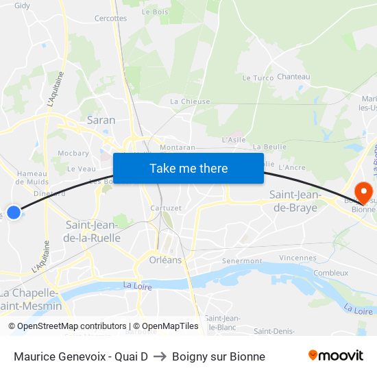 Maurice Genevoix - Quai D to Boigny sur Bionne map