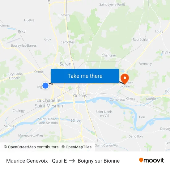 Maurice Genevoix - Quai E to Boigny sur Bionne map