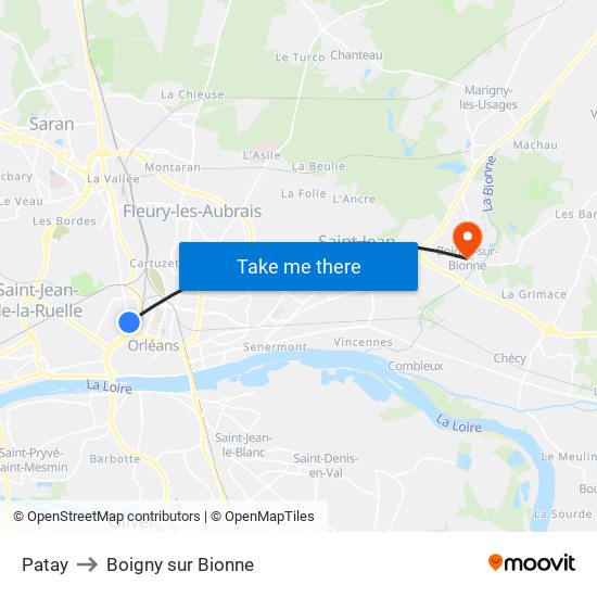 Patay to Boigny sur Bionne map