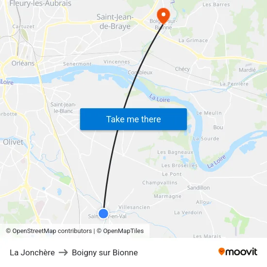 La Jonchère to Boigny sur Bionne map
