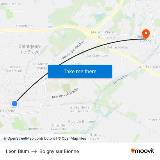 Léon Blum to Boigny sur Bionne map